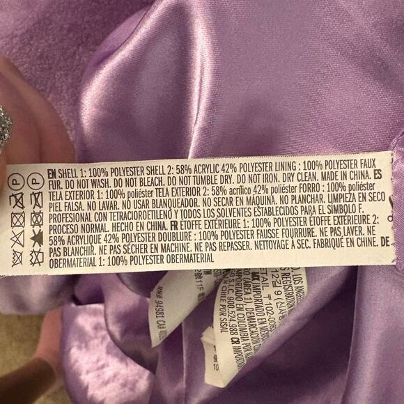 Forever 21 Faux Fir Purple And Checketed Jacket Whimsy Goth Pockets Streetwear - Picture 11 of 12